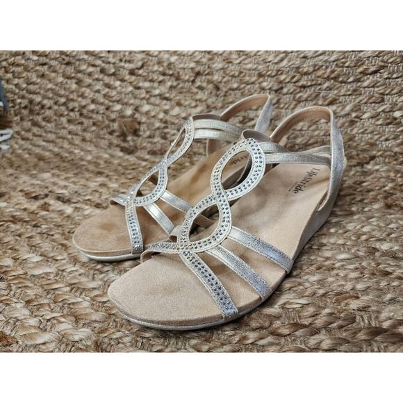 New! LifeStride Women's 9.5 M Mesmerize Gold Flex Comfort Sparkly Wedges - Picture 1 of 11